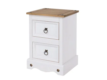 Core Corona White and Pine 2 Drawer Petite Bedside Table