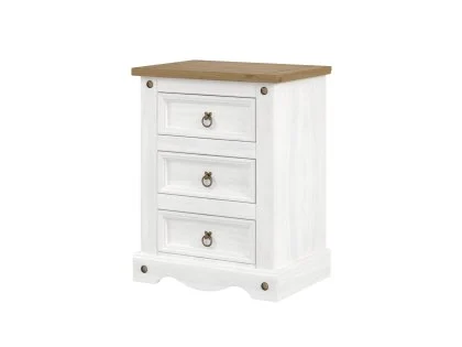 Core Corona White and Pine 3 Drawer Bedside Table