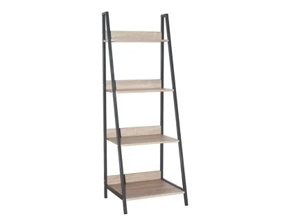Core Loft Home Office Ladder Bookcase Unit with Oak Effect and Grey Metal Frames