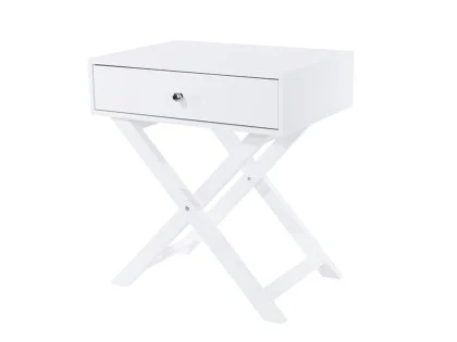 Core Options White X Leg 1 Drawer Petite Bedside Table