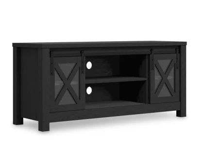 LPD Clover Black and Glass 2 Door TV Cabinet