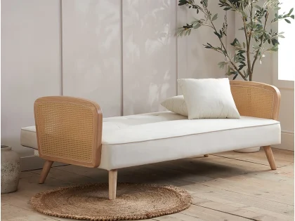 Birlea Mila Rattan and White Fabric Sofa Bed