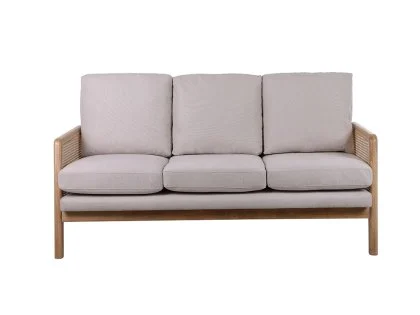 Birlea Ida Rattan and White Fabric 3 Seater Sofa