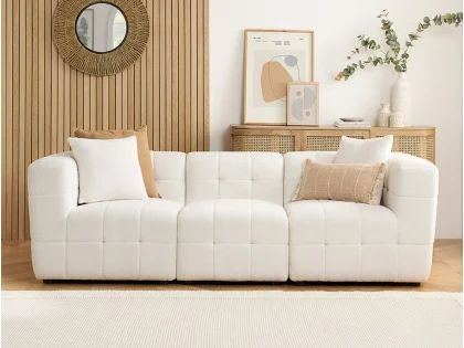 Birlea Milo White Boucle Fabric 3 Seater Sofa