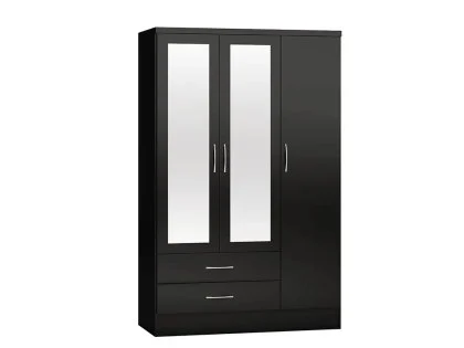 Seconique Nevada Black High Gloss 4 Piece Medium Bedroom Furniture Package