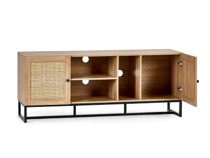 Clearance - Julian Bowen Padstow Rattan and Oak 2 Door TV Cabinet