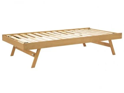 Clearance - GFW Madrid 3ft Single Oak Wooden Trundle Under Bed Frame