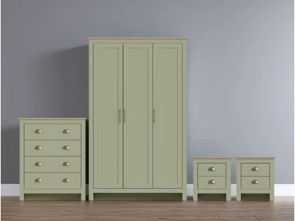 GFW Lancaster Green and Oak 4 Piece Bedroom Furniture Package