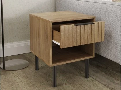 GFW Nervata Oak 1 Drawer Lamp Table