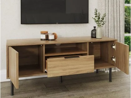 GFW Nervata Oak 2 Door 1 Drawer TV Cabinet