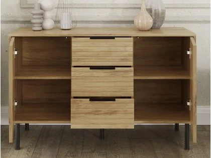 GFW Nervata Oak 2 Door 3 Drawer Sideboard