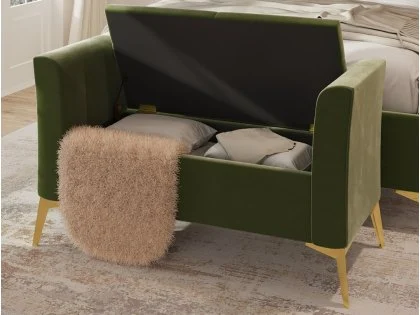 GFW Pettine Green Fabric Upholstered Ottoman Storage Bench