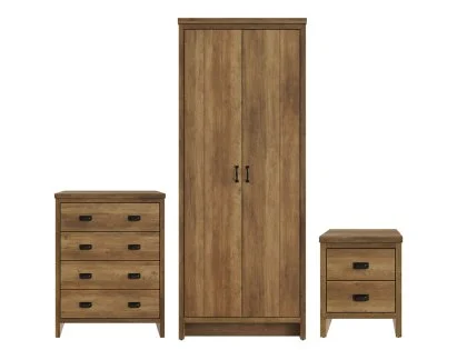 GFW Boston Knotty Oak Effect 3 Piece Bedroom Set