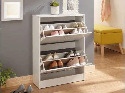 GFW Stirling White 2 Tier Shoe Cabinet