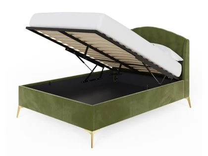 GFW Pettine 4ft6 Double Green Fabric Ottoman Bed Frame