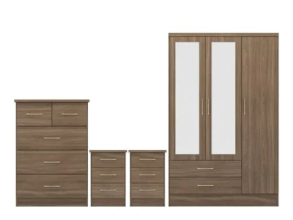 Seconique Nevada Rustic Oak 4 Piece Medium Bedroom Furniture Package