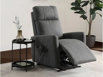 Kyoto Parker Dual Motor Grey Faux Leather Riser Recliner Chair