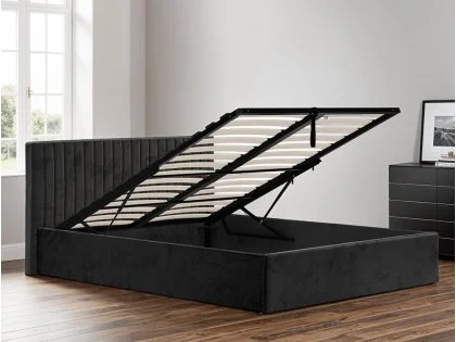 LPD Berlin 4ft6 Double Black Velvet Fabric Ottoman Bed Frame