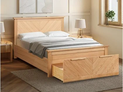 Limelight Kenji 4ft6 Double Oak Wooden 1 Drawer Bed Frame