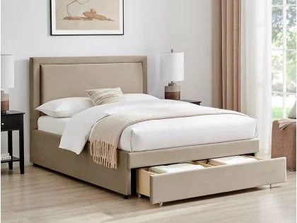 Limelight Ursa 4ft6 Double Taupe Velvet 1 Drawer Bed Frame