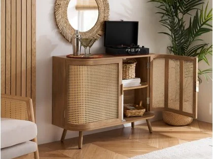 Birlea Noah Rattan and Oak 2 Door Sideboard