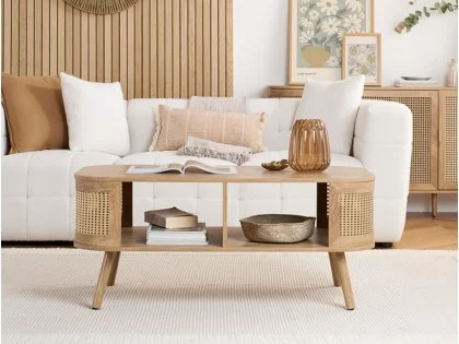 Birlea Noah Rattan and Oak Coffee Table