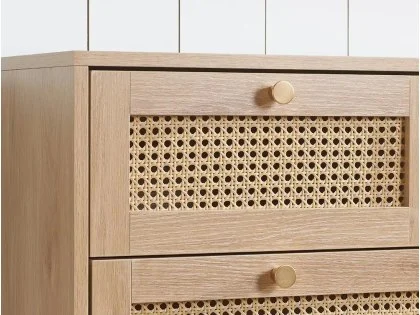 Clearance - Birlea Croxley Rattan and Oak 3+2 Drawer Chest of Drawers