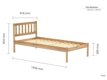 Clearance - Birlea Lisbon 3ft Single Pine Wooden Bed Frame