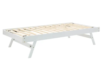 Clearance - GFW Madrid 3ft Single White Wooden Trundle Under Bed Frame