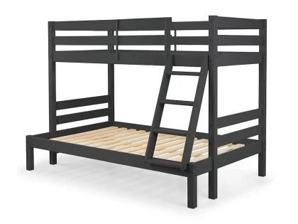 Clearance - Julian Bowen Merlin 3ft plus 4ft Anthracite Wooden Triple Bunk Bed Frame