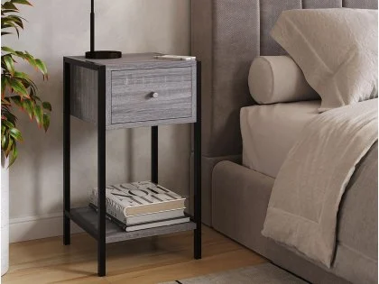 Core Kelly 1 Drawer Grey Oak Bedside Table Core Kelly 1 Drawer Grey Oak Bedside Table