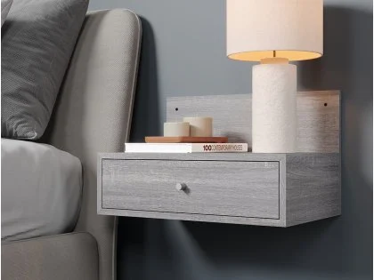 Core Kelly Set of 2 Wall Hanging Grey Oak Bedside Table Core Kelly Set of 2 Wall Hanging Grey Oak Bedside Table