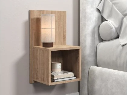 Core Kelly Set of 2 Wall Hanging Oak Compact Bedside Table Core Kelly Set of 2 Wall Hanging Oak Compact Bedside Table