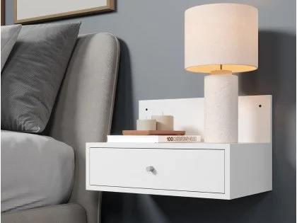 Core Kelly Set of 2 Wall Hanging White Bedside Table Core Kelly Set of 2 Wall Hanging White Bedside Table