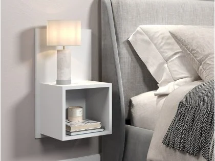 Core Kelly Set of 2 Wall Hanging White Compact Bedside Table Core Kelly Set of 2 Wall Hanging White Compact Bedside Table