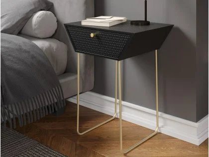 Core Apollo 1 Drawer Black Metal Bedside Table Core Apollo 1 Drawer Black Metal Bedside Table