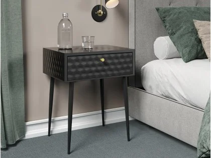 Core Saturn 1 Drawer Black Metal Bedside Table Core Saturn 1 Drawer Black Metal Bedside Table