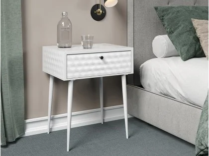 Core Saturn 1 Drawer White Metal Bedside Table Core Saturn 1 Drawer White Metal Bedside Table