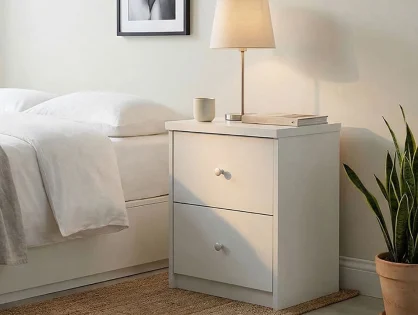 Core Erin White 2 Drawer Bedside Table Core Erin White 2 Drawer Bedside Table