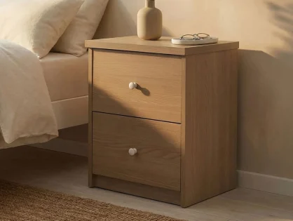Core Freya Oak 2 Drawer Bedside Table Core Freya Oak 2 Drawer Bedside Table