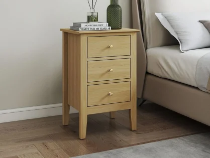 Core Henley Oak 3 Drawer Bedside Table Core Henley Oak 3 Drawer Bedside Table