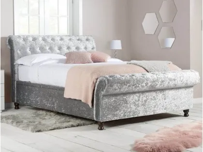 Grande Steel Crushed Velvet Fabric Bed