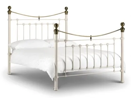 Julian Bowen Victoria 4ft6 Double Ivory and Brass Metal Bed Frame