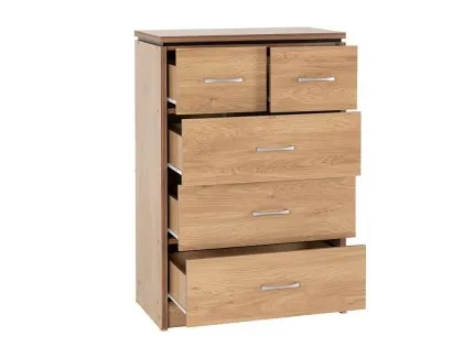 Seconique Charles Oak 3+2 Chest of Drawers