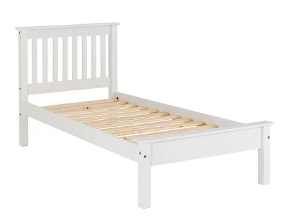 Seconique Monaco 3ft Single White Wooden Bed Frame (Low Footend)