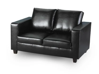 Seconique Tempo Black Faux Leather 2 Seater Sofa