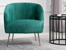 Birlea Furniture & Beds Birlea Layla Green Velvet Fabric Accent Chair