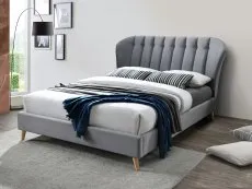 Birlea Furniture & Beds Birlea Elm 5ft King Size Grey Velvet Fabric Bed Frame