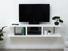 GFW GFW Polar White High Gloss Wall Mounted TV Cabinet with LED Lighting