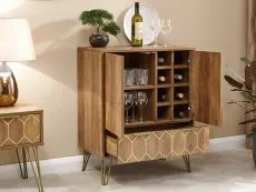 GFW Orleans Mango Effect 2 Door 1 Drawer Wine Cabinet